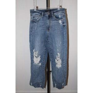 Judy Blue Los‎ Angeles Straight Fit Cropped Distressed Denim Jeans Size 26/3
